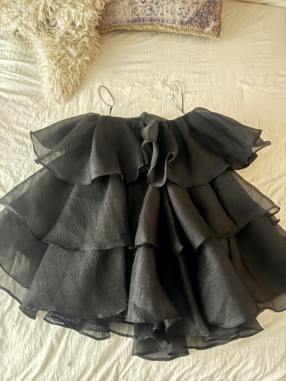 Altar’d State Black Tiered Ruffle Mini Skirt - Picture 1 of 4